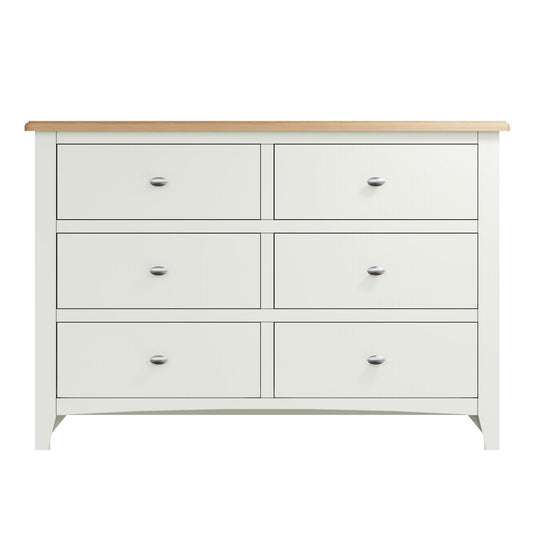 White & Oak Wide Chest of Drawers