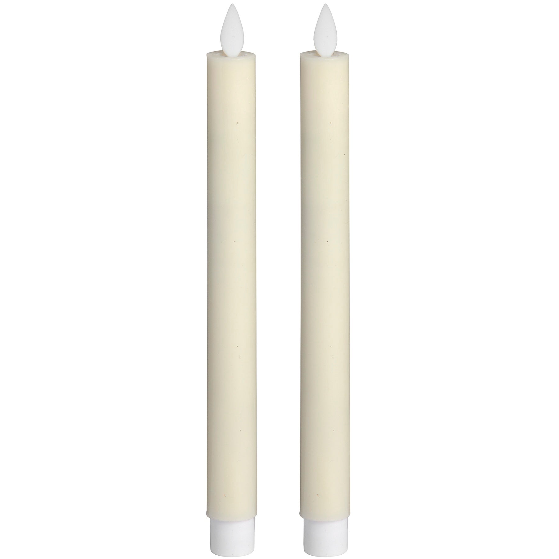 Pair Of Cream Luxe Flickering Flame LED Wax Dinner Candles