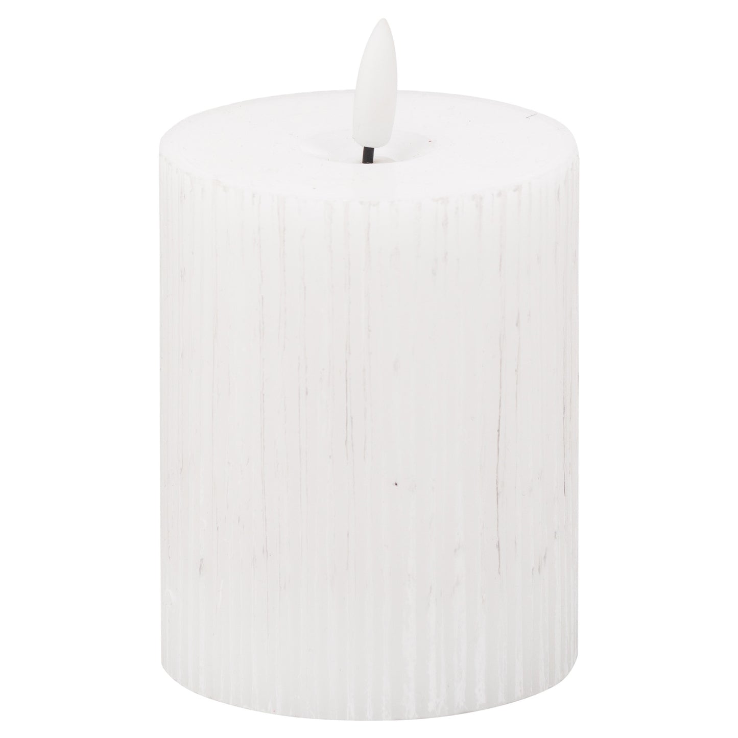 Luxe Collection Natural Glow 3x4 Textured Ribbed LED Candle