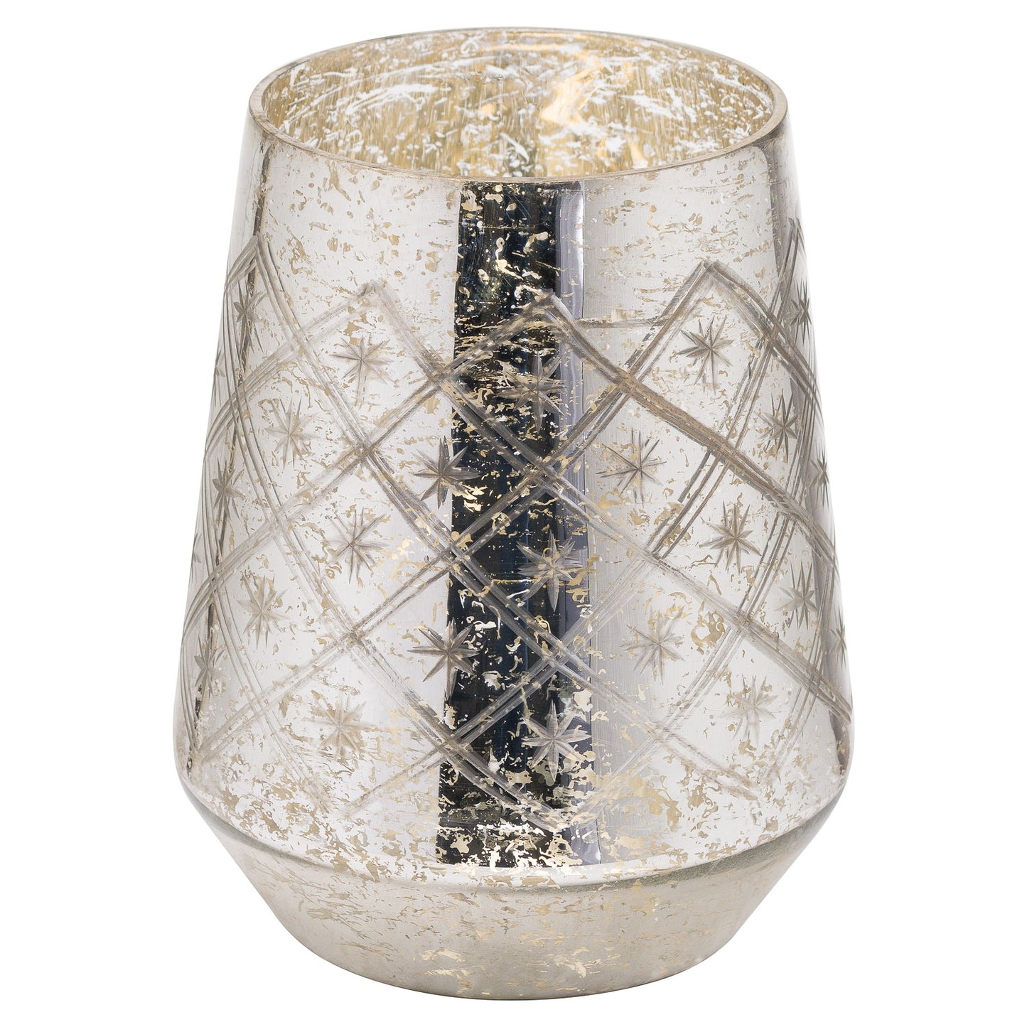 Silver Foil Effect Medium Candle Holder