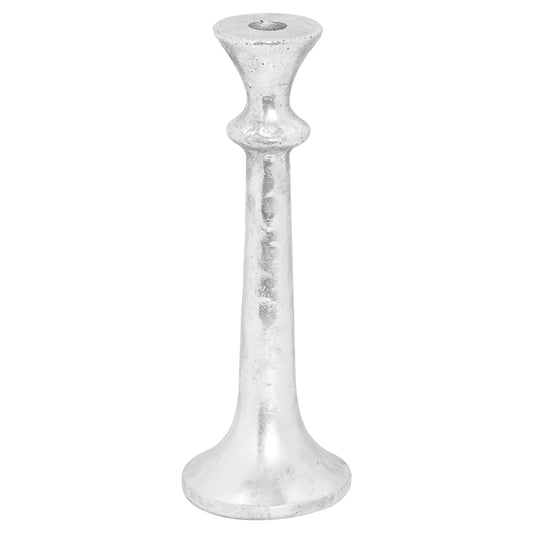 Silver Ceramic Collared Candle Holder