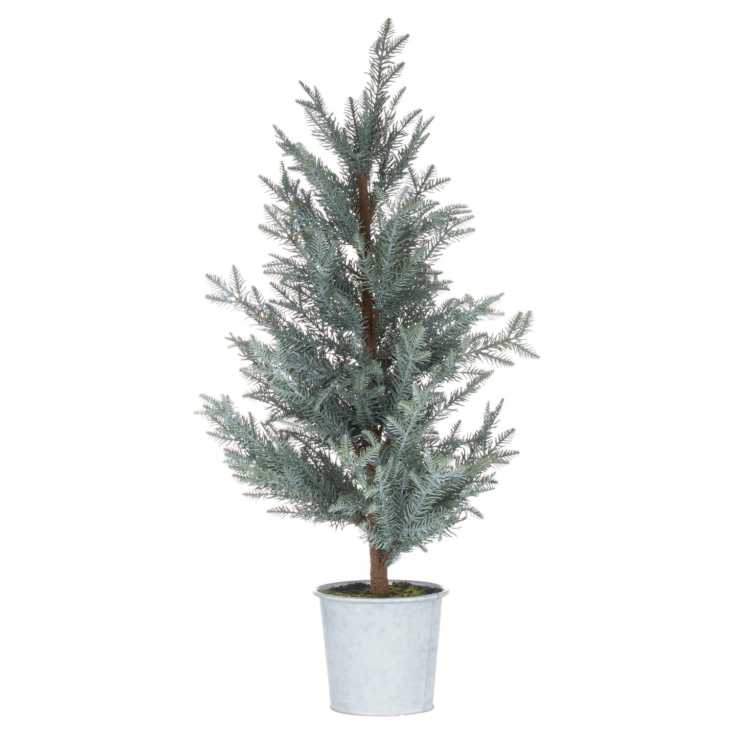 Tall Christmas Fir Tree In Metal Pot