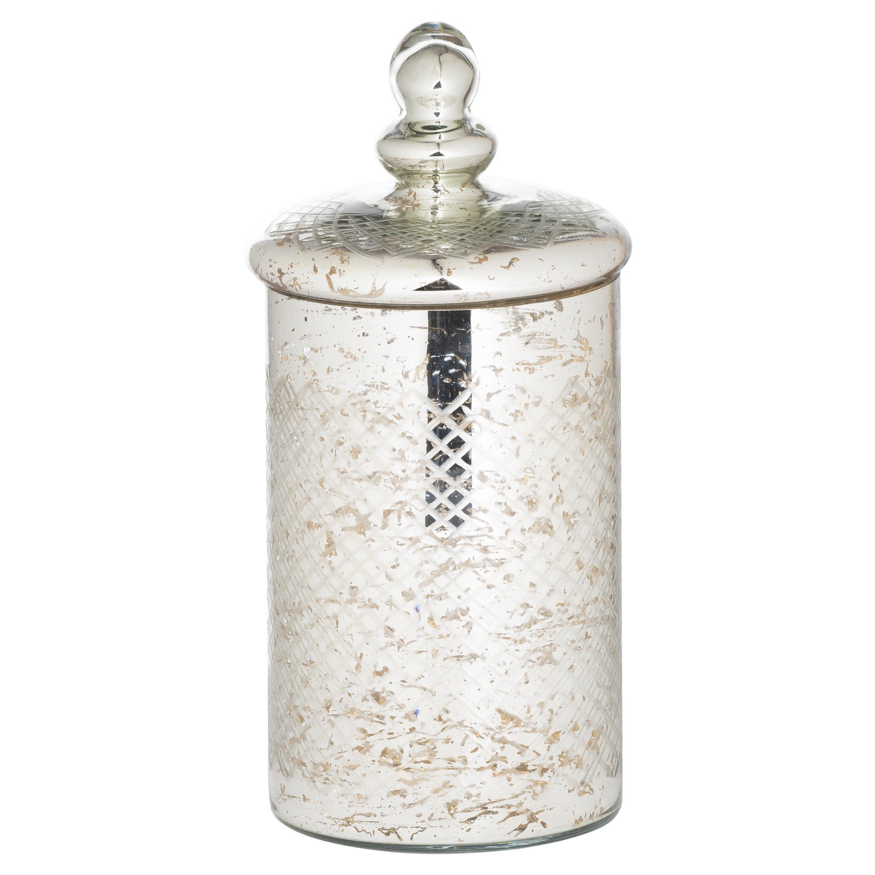 The Lustre Collection Silver Etched Large Trinket Jar