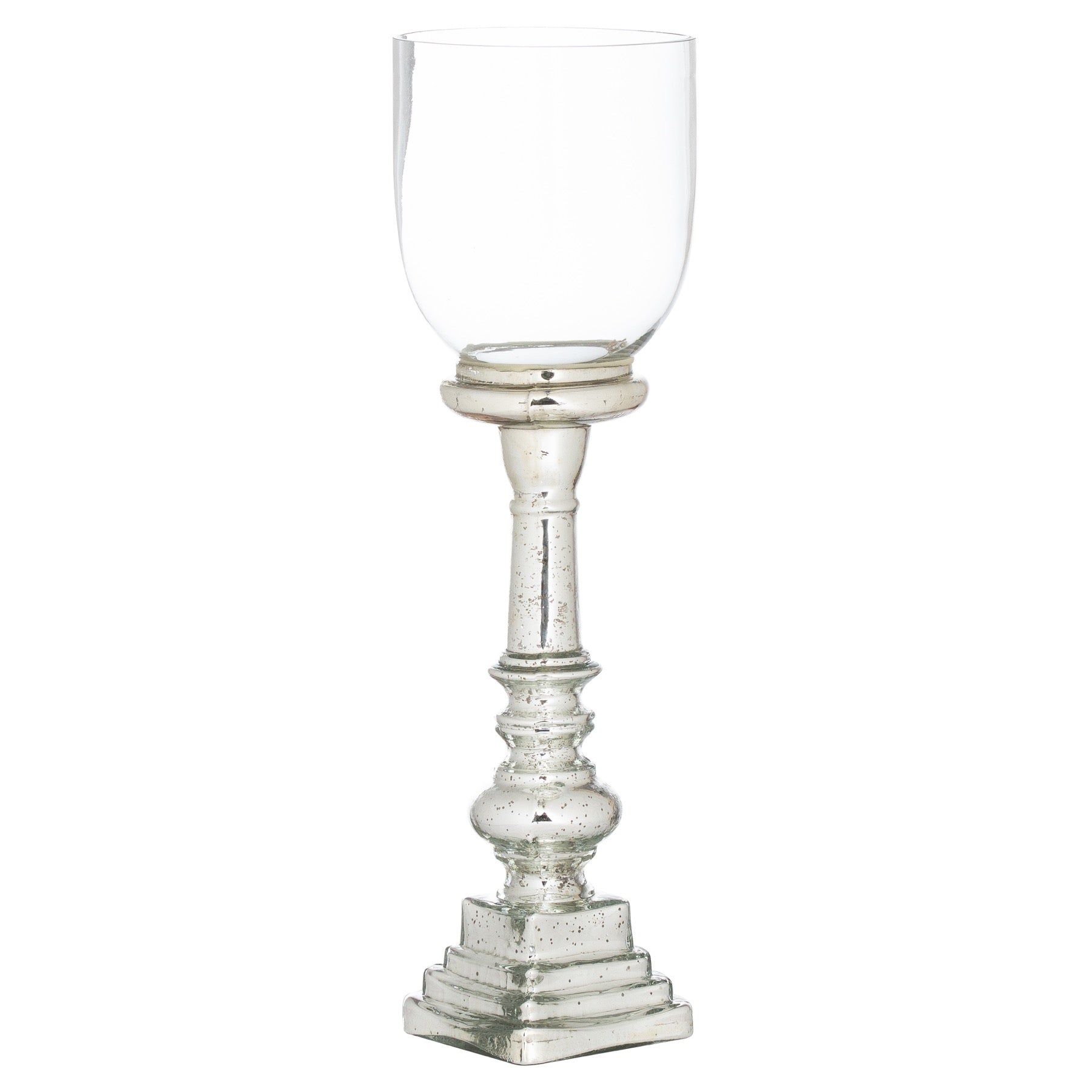 Mercury Effect Glass Top Tall Candle Pillar Holder