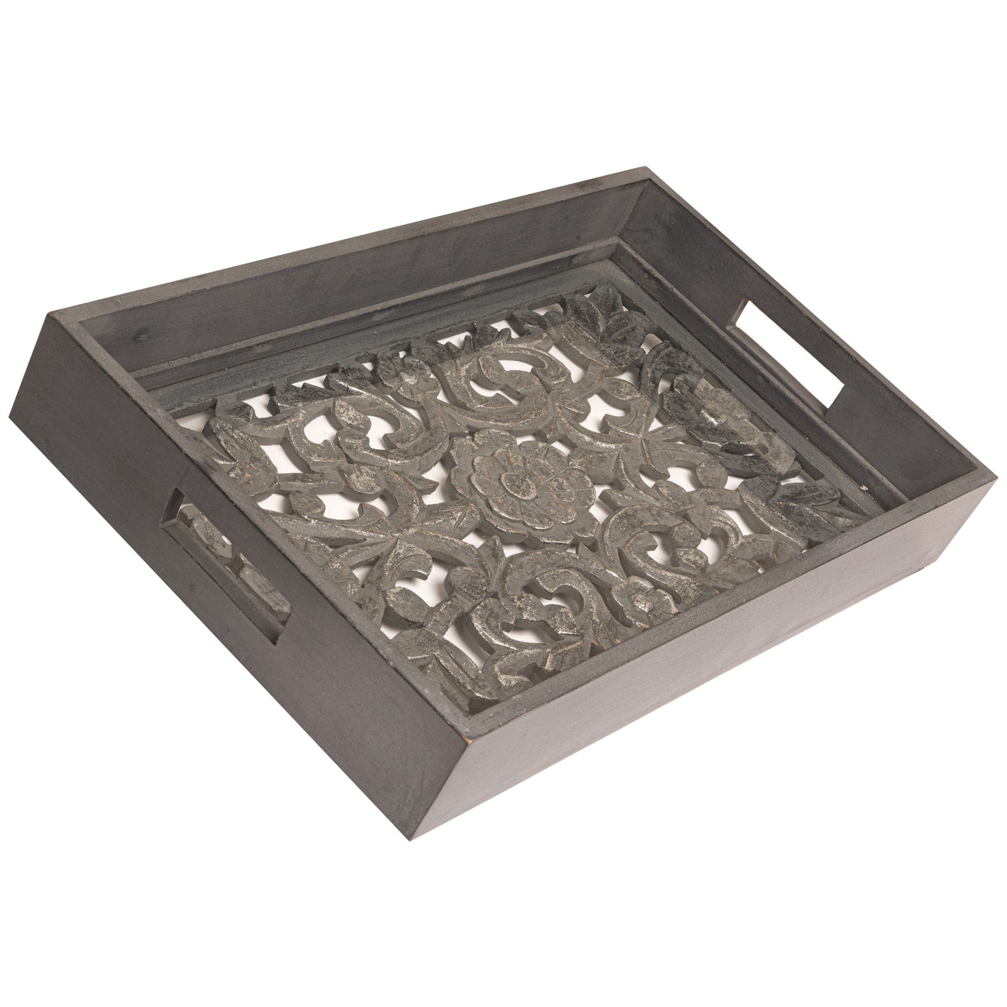 Rectangular Carved Metallic Hampton Tray