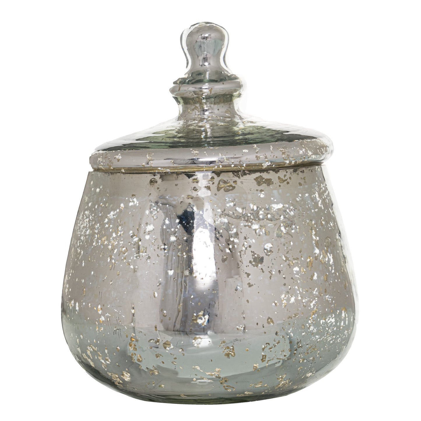 Large Silver Bulbous Trinket Jar