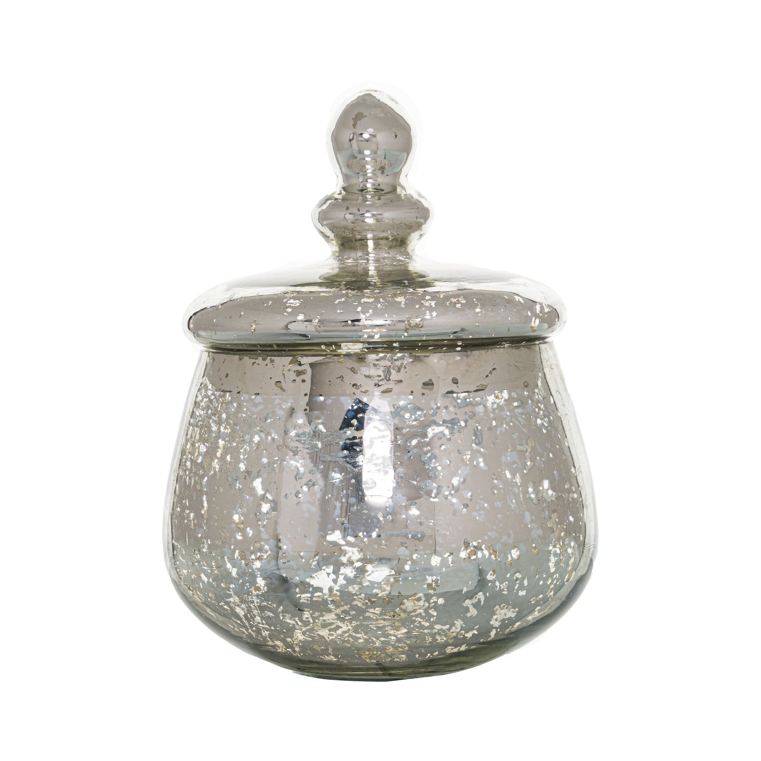 Medium Silver Bulbous Trinket Jar