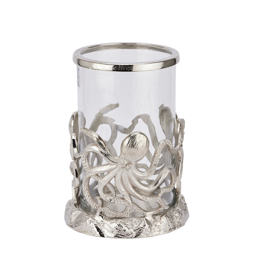 Silver Octopus Candle Hurricane Lantern