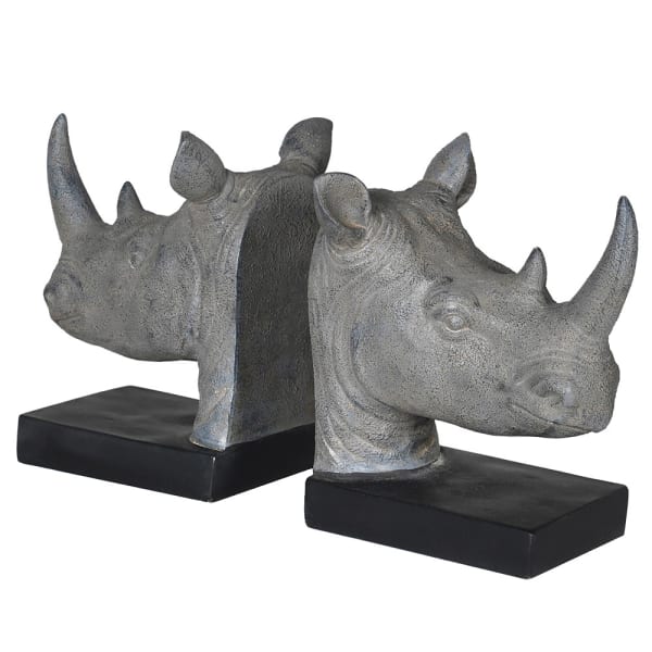 Pair of Rhino Head Bookends