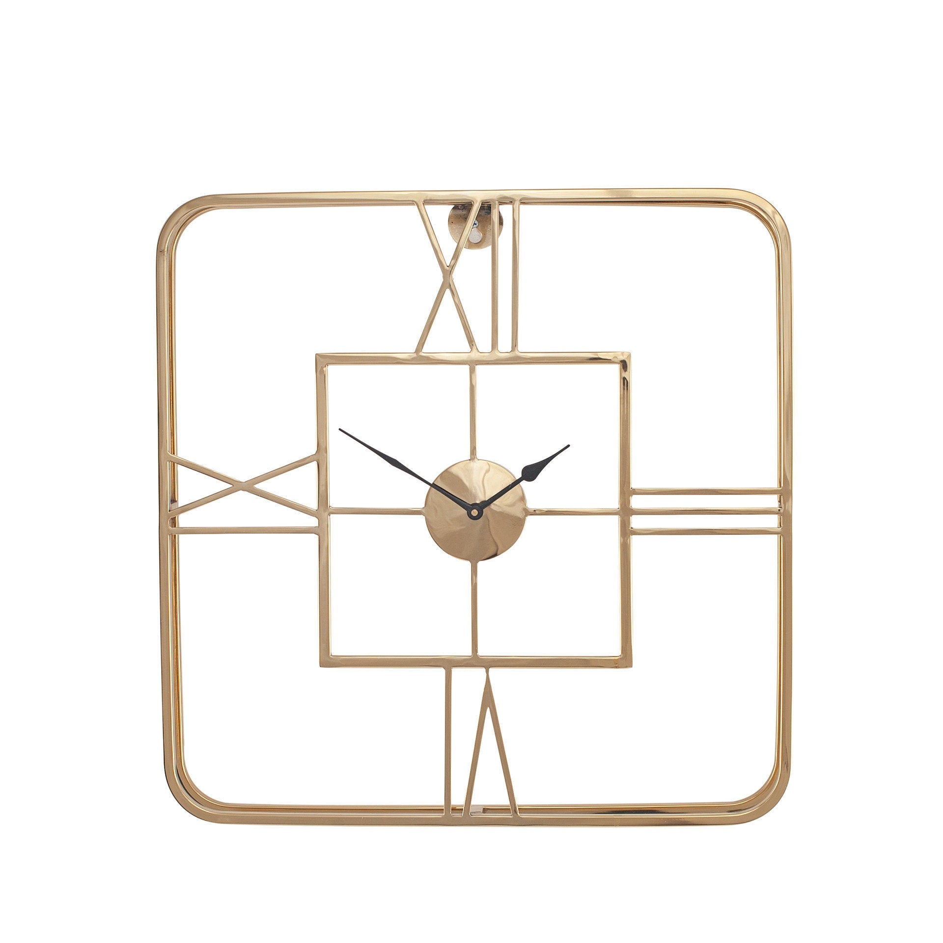 Gold-square-wall-clock-front