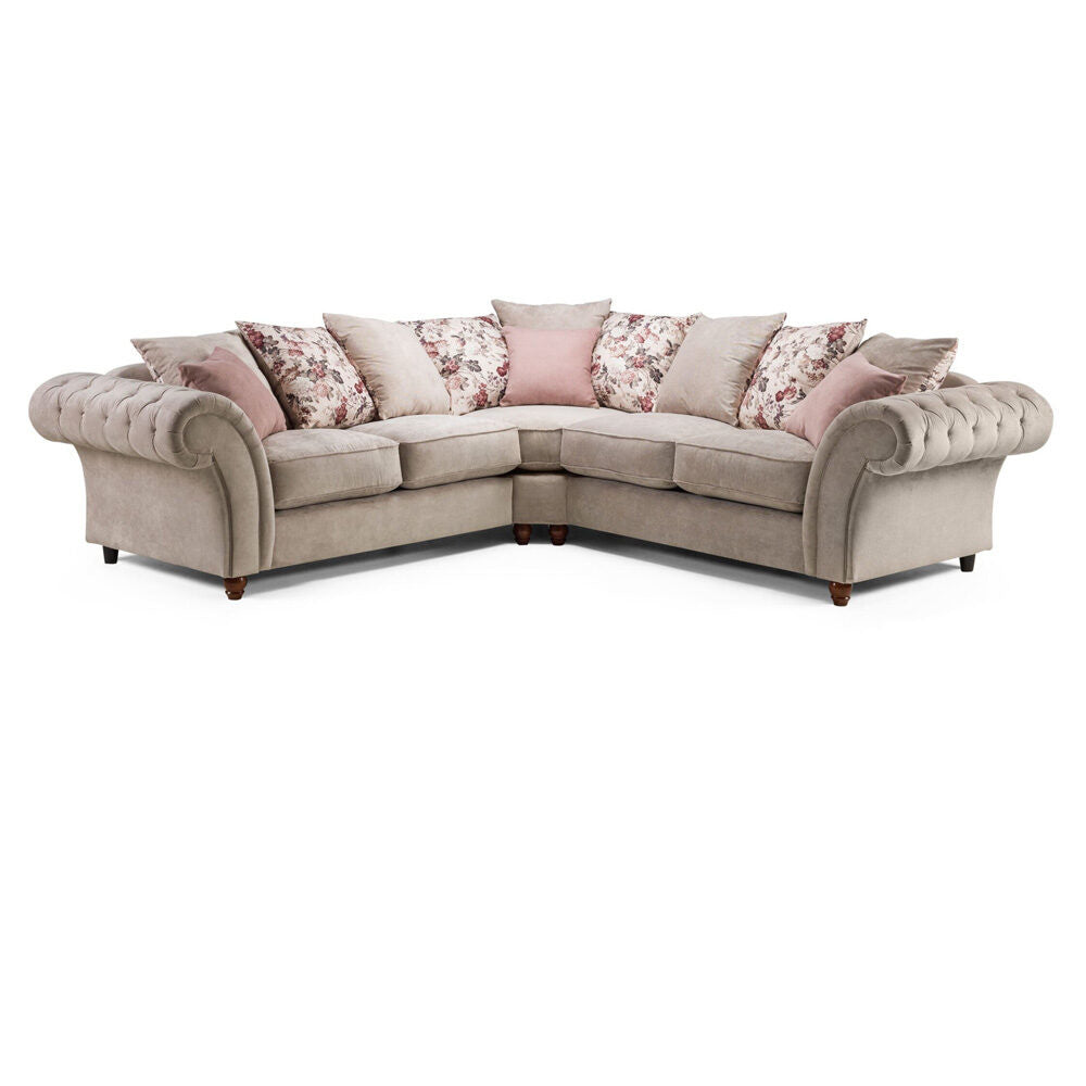 Roma Chesterfield Beige Large Corner Sofa