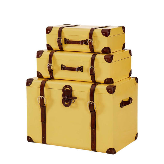 Conjunto de 3 baús de couro feitos à mão